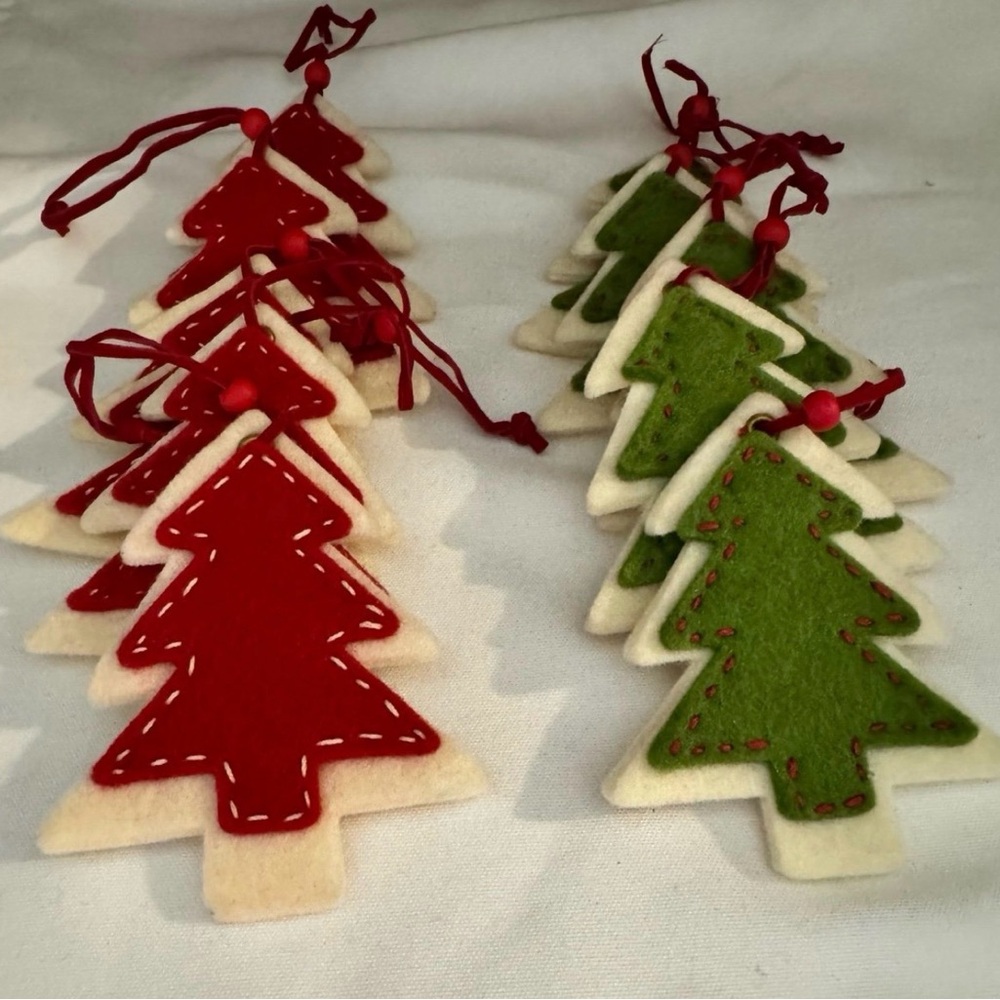 Christmas Holiday Felt Snowman & Christmas Tree Ornaments
